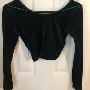 Green velvet crop top